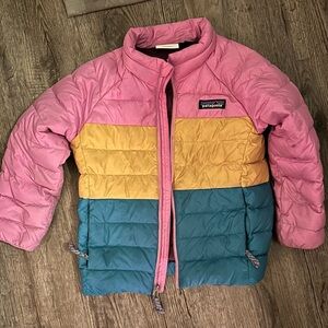 Patagonia Kids Colorblock Puffer Jacket - Pink, Yellow, Teal